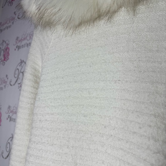 Cat & jack sweater pull over faux fur trim hood hoodie warm cozy knit crochet - Picture 5 of 11